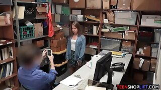 Mall cop fucks big amateur teen he caught shoplifting