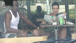 Cheating Wife #4 Part 3 - Soft-pedal films me outside a cafe Upskirt Fulgorous increased by having an Interracial affair with a Black Man!!!